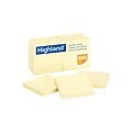 Highland Notes, 3 x 3, Yellow, 100 Sheet/Pad, 12 Pads/Pack (MMM6549YW)