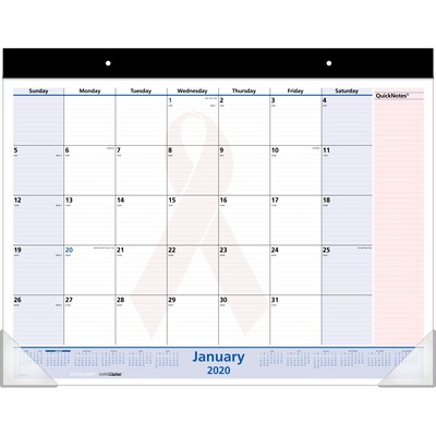 2020 AT-A-GLANCE 17 x 21 3/4 Breast Cancer Awareness Desk Pad QuickNotes (SKPN70-00-20)