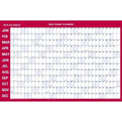 2020 AT-A-GLANCE 36 x 24 Horizontal Erasable Monthly/Yearly Wall Calendar (PM28-28-20)