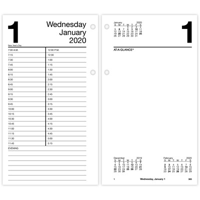 2020 At A Glance 4 1 2 X 8 Daily Loose Leaf Desk Calendar Refill