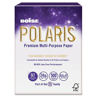 Boise POLARIS 8.5 x 11 Copy Paper, 24 lbs., 97 Brightness, 500 Sheets/Ream, 5000 Sheets/Carton (POL-2411)