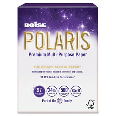 Boise® POLARIS Copy Paper, LEDGER-Size, 97/109+ US/Euro Brightness, 24 Lb., 11H x 17W, 2,500 Sheets/Ct (AZBOISPOL-2417)