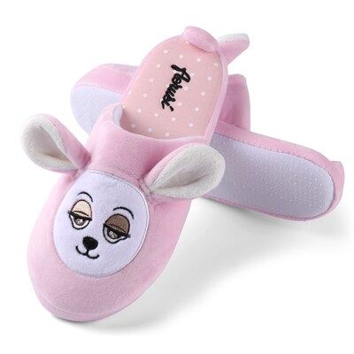 Aerusi Women Home Spa Plush Slipper Teddy Pink Bear Size 7 - 8