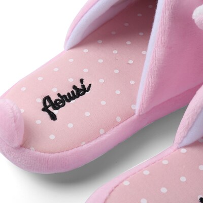Aerusi Women Home Spa Plush Slipper Teddy Pink Bear Size 7 - 8