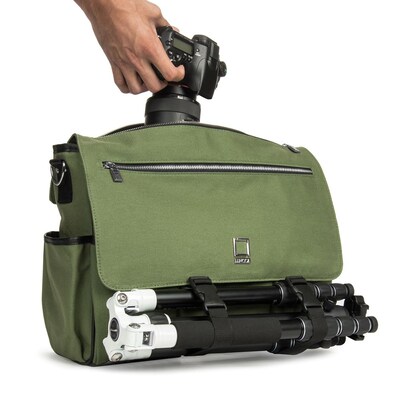 Lencca Camma SLR DSLR Canvas Camera Messenger Bag, Green (LENLEA401)