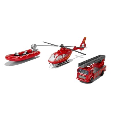 Blue Block Factory Fire Rescue Squad Stellar DieCast Play Set Red