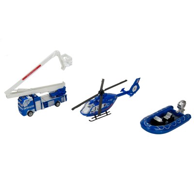 Blue Block Factory Police Rescue Squad Stellar Diecast Play Set Blue
