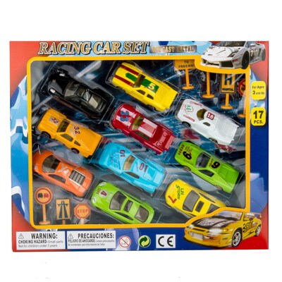 Blue Block Factory Racer Sports Car Die-Cast Metal Play Set