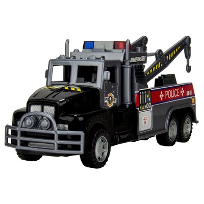 Blue Block Factory Friction Power Police Rescue Tow Truck Black