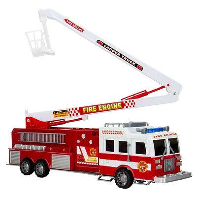 Blue Block Factory Jumbo Red Fire Rescue Engine Truck with Rescue Ladder Red