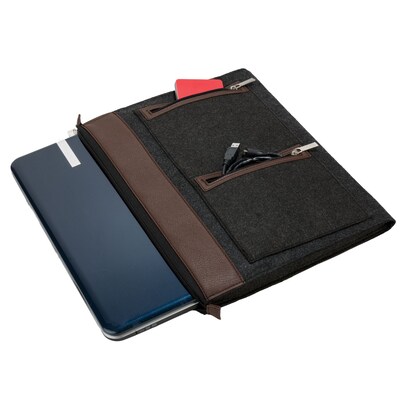 Vangddy Exo Woolen Felt Laptop Sleeve 15.6 Inch Brown