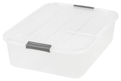 IRIS Underbed Buckle Up 32 Qt. Snap Lid Storage Box, Clear, 6/Pack (100543)