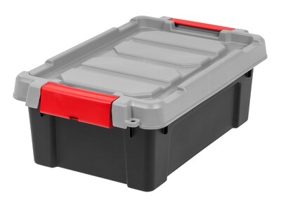 IRIS Store-It-All  23.73 Qt.Latching Lid Storage Tote, Black, 6/Pack (250150)