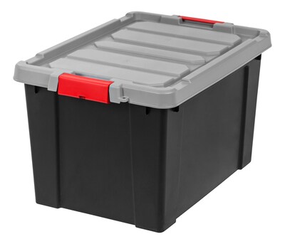 IRIS Store-It-All 112.03 Qt. Latching Lid Storage Tote, Black, 4/Pack (250270)