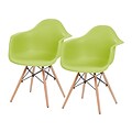 IRIS® Plastic Shell Chair With Arm Rest, 2 Pack, Green (586718)