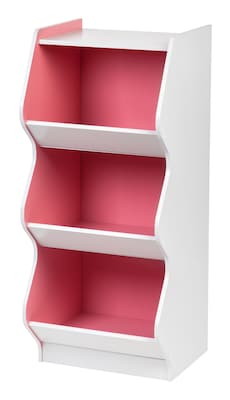 IRIS® 3 Tier Scalloped Storage Shelf, White and Pink (596040)