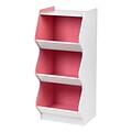 IRIS® 3 Tier Scalloped Storage Shelf, White and Pink (596040)