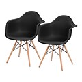 IRIS® Plastic Shell Chair With Arm Rest, 2 Pack, Black (586716)