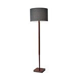 Adesso® Ellis 58.5H Floor Lamp,  Walnut with Dark Grey Fabric Shade (4093-15)