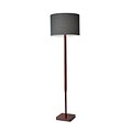 Adesso® Ellis 58.5H Floor Lamp,  Walnut with Dark Grey Fabric Shade (4093-15)