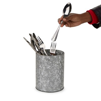 Mind Reader 2 Pack Galvanized Utensil Holder, Serve Ware Holder, Kitchen Condiment Organizer, Counte