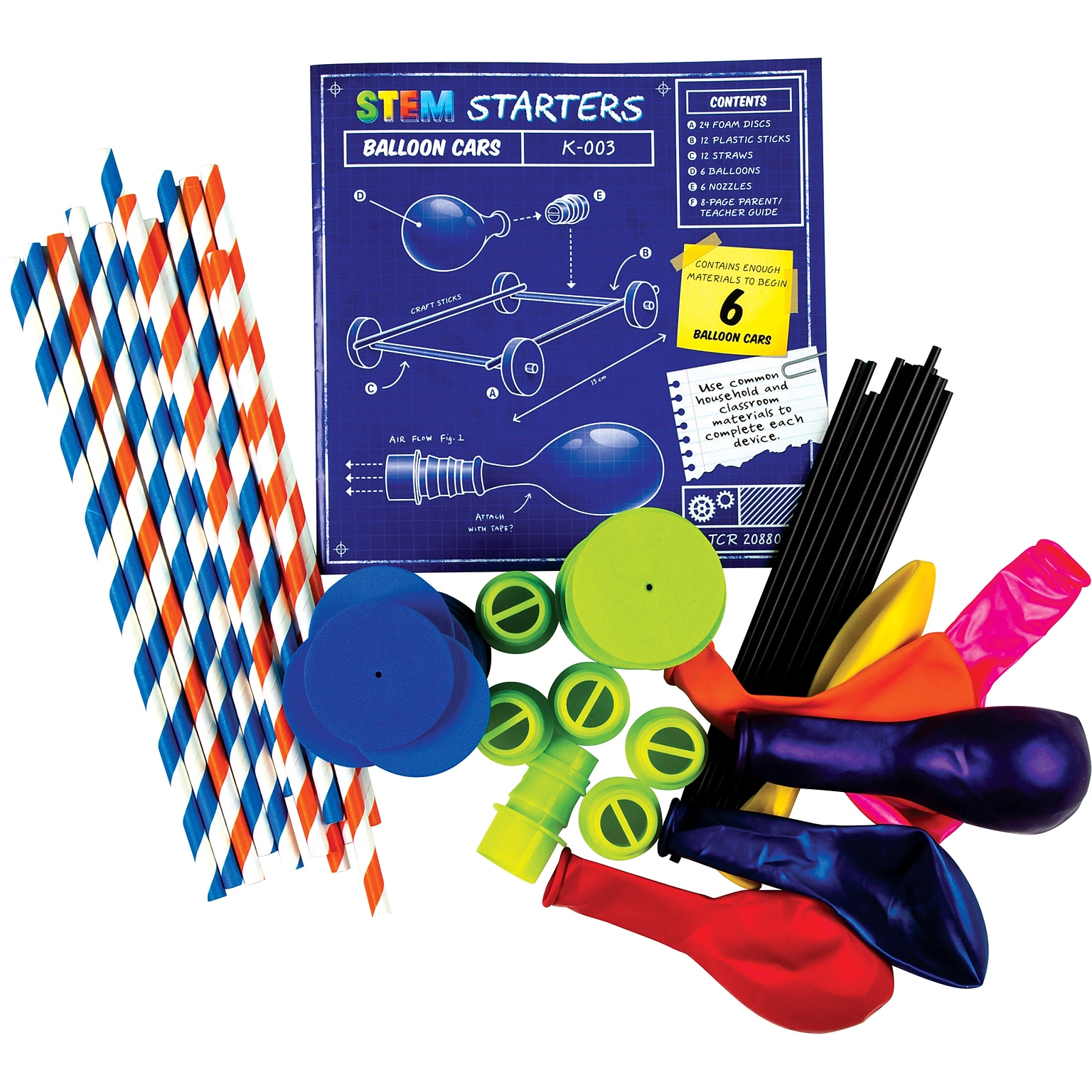 Teacher Created Resources STEM Starters, Balloon Cars, 2 Sets, 60 pieces per set (TCR20880BN)