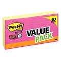 Post-it® Super Sticky Notes, 4 x 4, Canary Yellow, Lined, 10 Pads (675-8+2YWB)