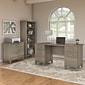 Bush Furniture Somerset 60"W Office Desk with Lateral File Cabinet and 5 Shelf Bookcase, Ash Gray (SET013AG)