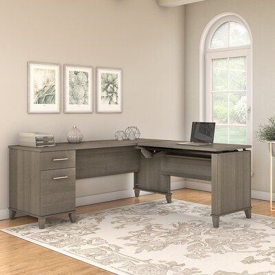 Bush Furniture Somerset 72"W 3 Position Sit to Stand L Shaped Desk, Ash Gray (SET014AG)