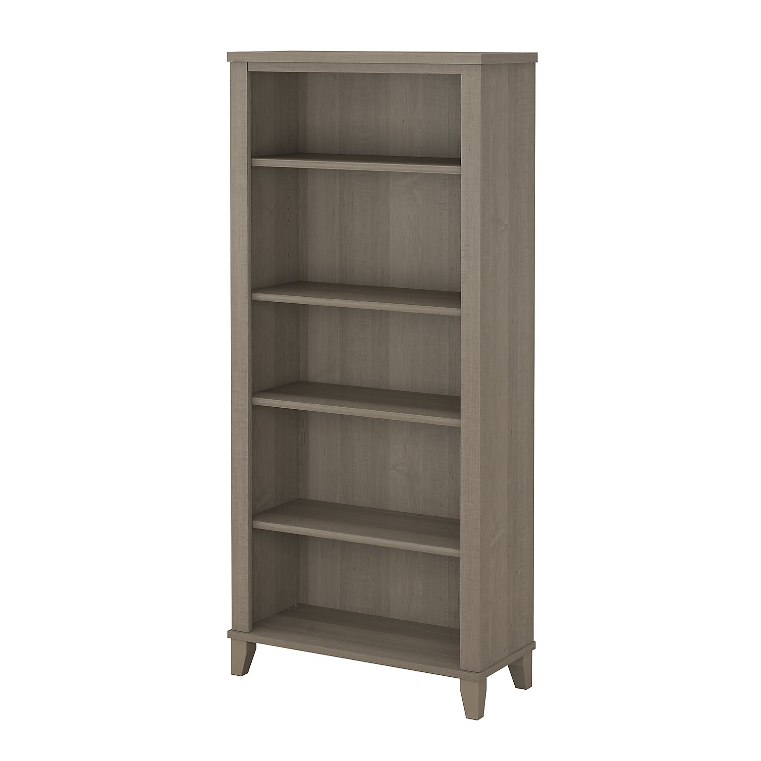 Bush Furniture Somerset 65.2H 5-Shelf Bookcase with Adjustable Shelves, Ash Gray Laminated Wood (WC81665)