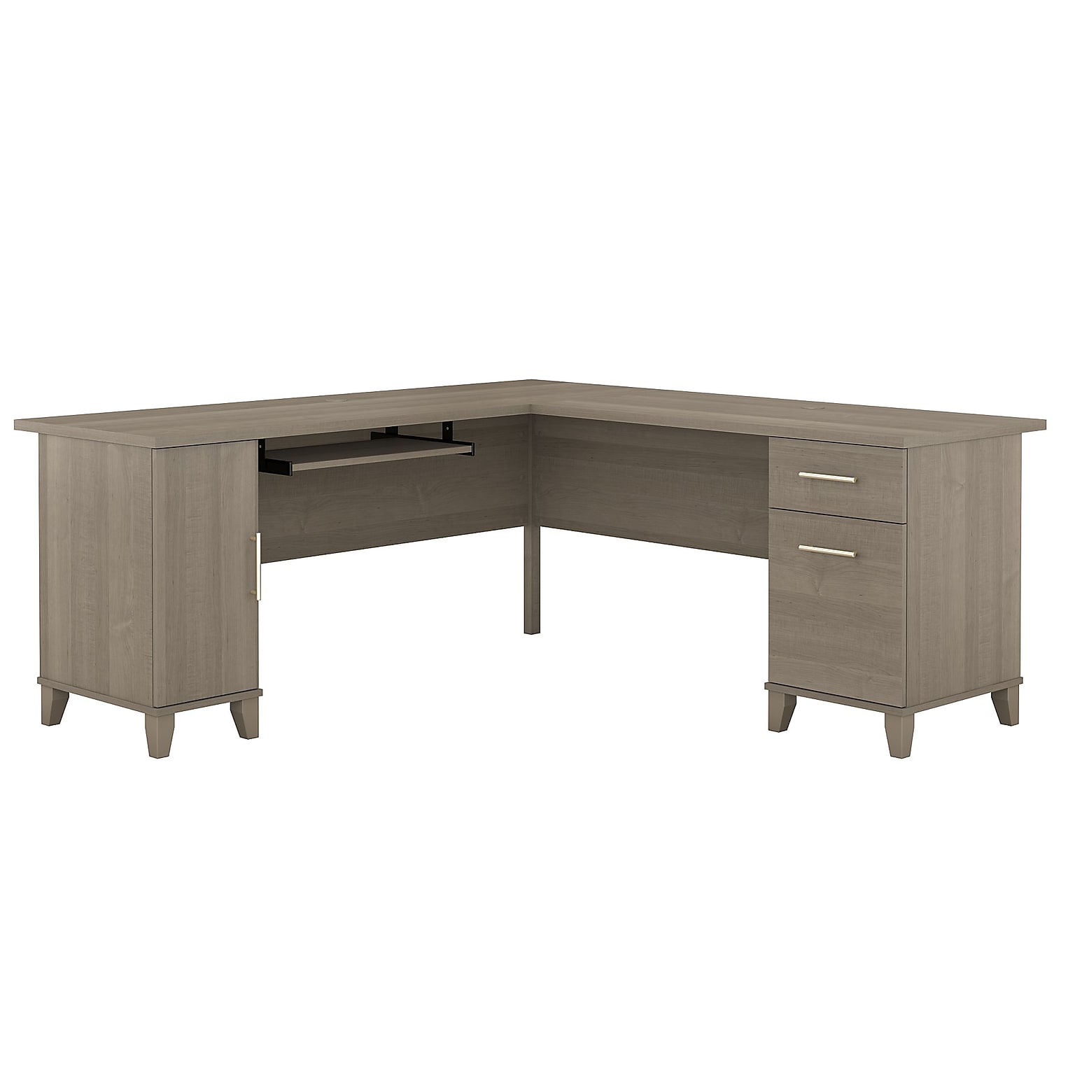 Bush Furniture Somerset 72W L Shaped Desk with Storage, Ash Gray (WC81610K)