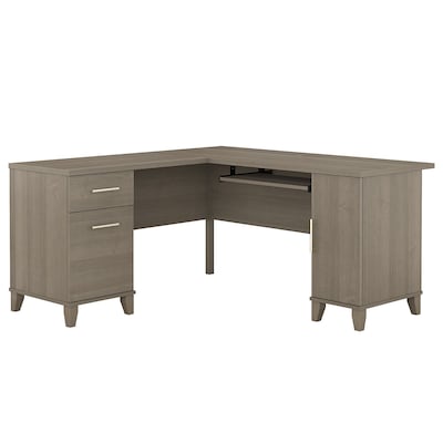 Bush Furniture Somerset 60W L Shaped Desk with Storage, Ash Gray (WC81630K)