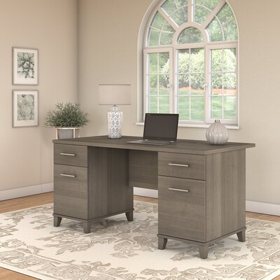 Bush Furniture Somerset 60"W Office Desk with Drawers, Ash Gray (WC81628K)