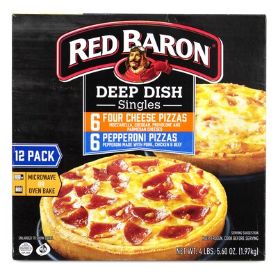 Red Baron Deep Dish Pizza Singles, Variety Pack, 12/Pack (74924)