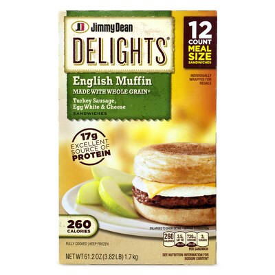 Jimmy Dean Delights Turkey Sausage, Egg White & Cheese English Muffin, 12/Pack (903-00011)