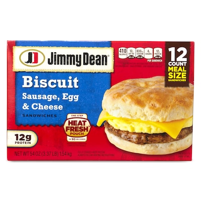 Jimmy Dean Sausage, Egg And Cheese Biscuit Breakfast Sandwich, 12/Pack (903-00035)