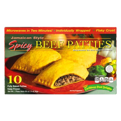 Caribbean Food Delights Jamaican Style Spicy Beef Empanadas, 50 oz., 10/Pack (05101)