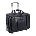 McKlein S Series Laptop Rolling Briefcase, Black Leather (15705)