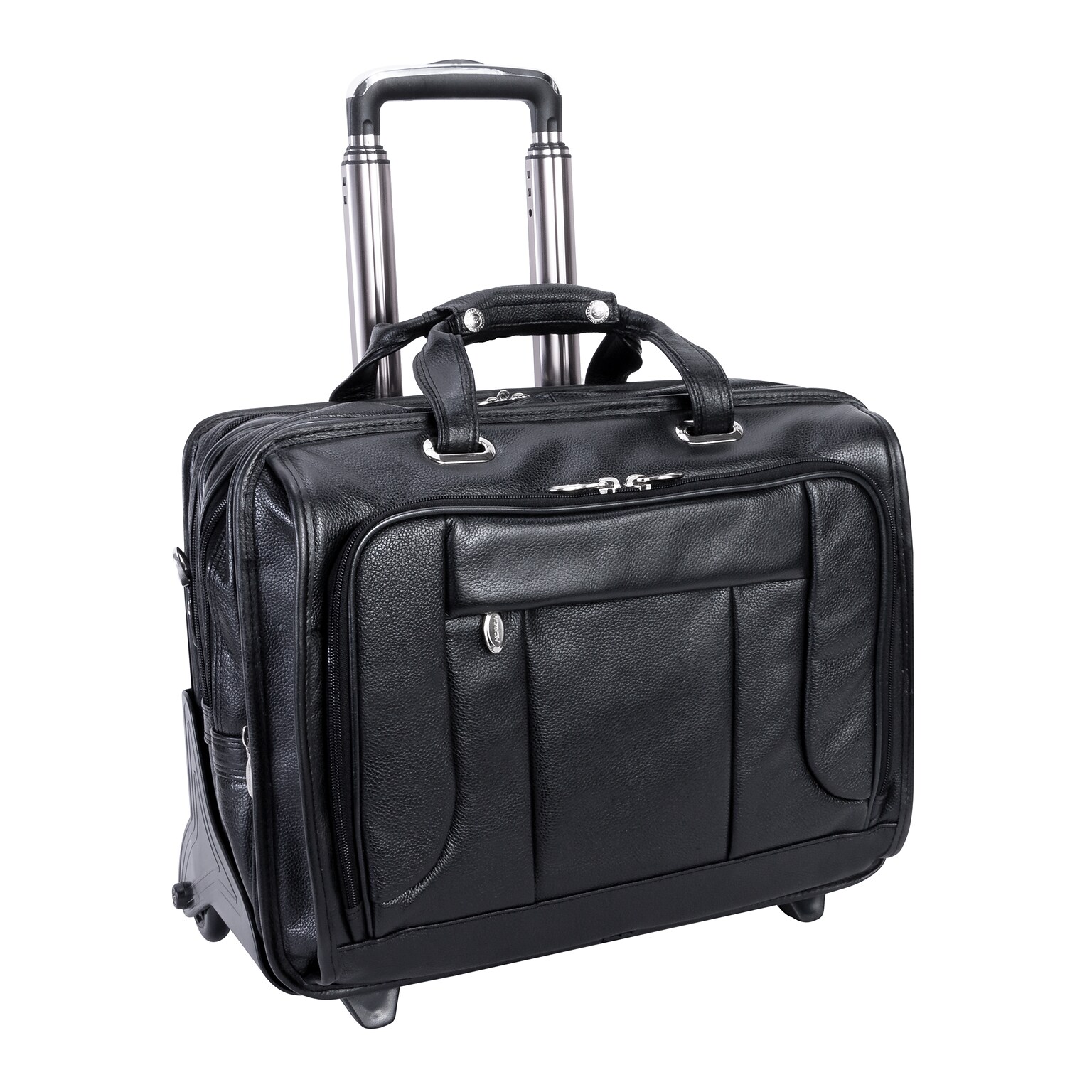 McKlein S Series Laptop Rolling Briefcase, Black Leather (15705)