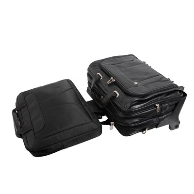 McKlein S Series Laptop Rolling Briefcase, Black Leather (15705)