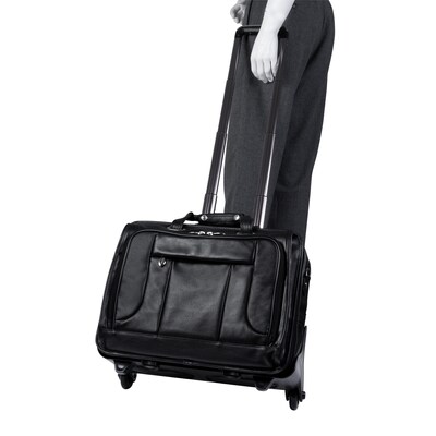 McKlein S Series Laptop Rolling Briefcase, Black Leather (15705)