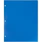 JAM Paper Heavy Duty 3 Hole Punch Two-Pocket Plastic Folders, Blue, 6/Pack (383HPBBUA)