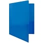 JAM Paper Heavy Duty 3 Hole Punch Two-Pocket Plastic Folders, Blue, 6/Pack (383HPBBUA)