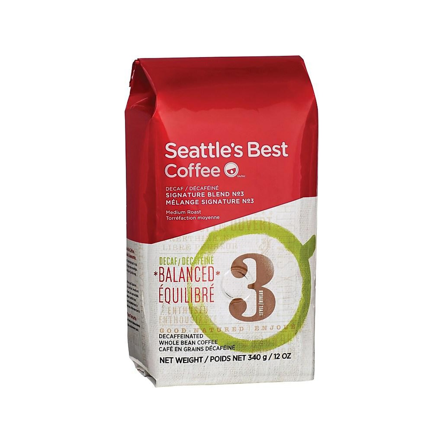 Seattles Best Coffee Signature Blend No.3 Decaf Whole Bean Coffee, Medium Roast, 12 oz. (11008565)