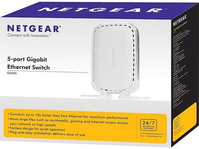 Netgear SOHO 5-Port Gigabit Ethernet Unmanaged Switch, White (GS605NA)