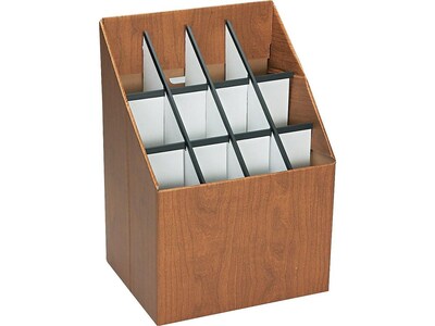 Safco Compact Corrugated Upright Files, 12 Compartment, Walnut Wood (3079)
