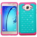 Insten Hard Hybrid Rubberized Silicone Cover Case w/Diamond For Samsung Galaxy On5 - Teal/Pink