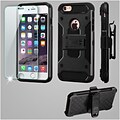 Insten Kinetic Hybrid Holster Case (with Tempered Glass Screen Protector) For Apple iPhone 6s Plus / 6 Plus - Black