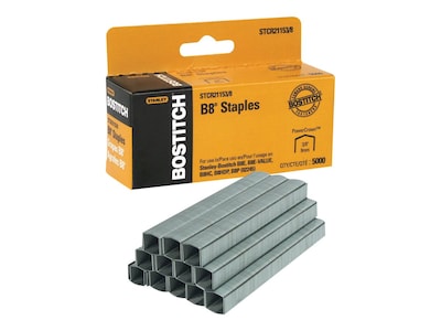 Bostitch B8 PowerCrown Chisel Tip Staples, 0.38 Leg Length, 5000/Box (STCR21153/8)