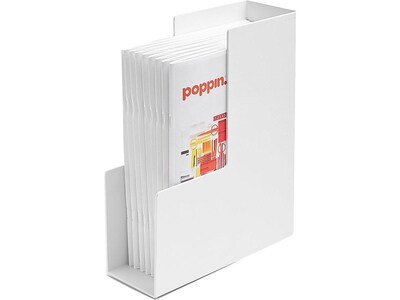 Poppin 12.25"H x 3.75"W x 9.75"D Plastic Magazine File, White, Each (101281)